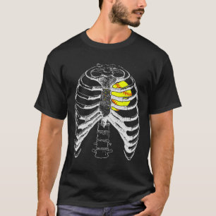 Softball Heart In Ribcage Shirt - Halloween Softba