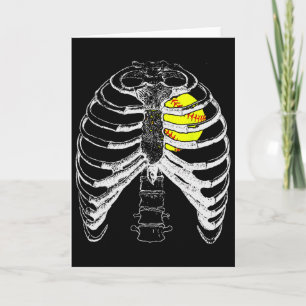 Softball Heart In Ribcage Shirt - Halloween Softba Card