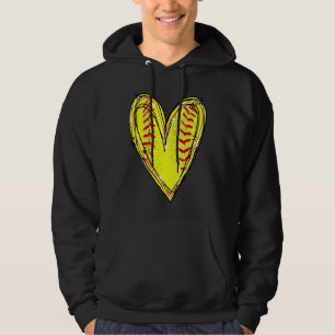 Softball Heart Love Softball Mom Softball Game Day Hoodie