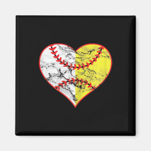 Softball Heart Mum Baseball Mother's Day Best Base Magnet