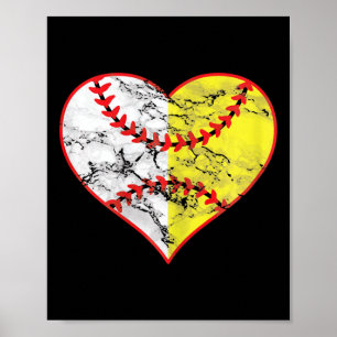 Softball Heart Mum Baseball Mother's Day Best Base Poster