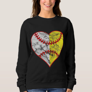 Softball Heart Mum Women Baseball Ideas Sweatshirt