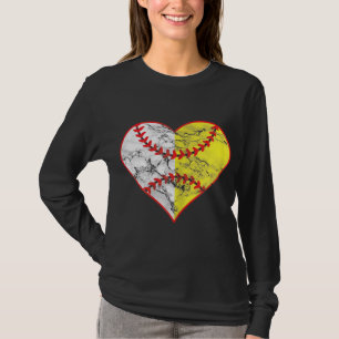 Softball Heart Mum Women Baseball Ideas T-Shirt
