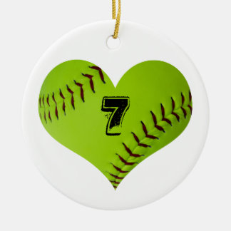 Softball heart ornament