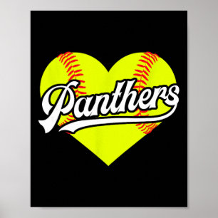 Softball Heart Panthers Team T-ball Little League  Poster