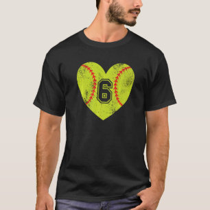 Softball Heart Player 6 Softball Mom Dad Varsity T T-Shirt