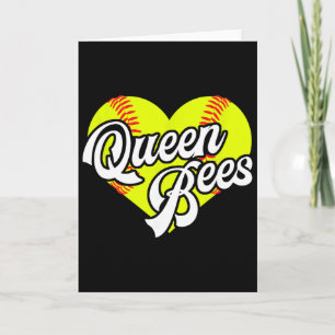 Softball Heart Queen Bees Team T-ball League Girls Card