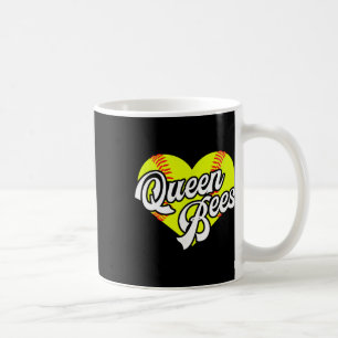 Softball Heart Queen Bees Team T-ball League Girls Coffee Mug