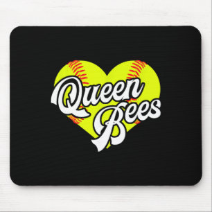 Softball Heart Queen Bees Team T-ball League Girls Mouse Pad