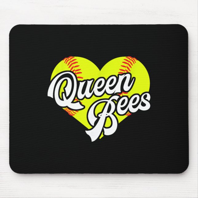 Softball Heart Queen Bees Team T-ball League Girls Mouse Pad (Front)