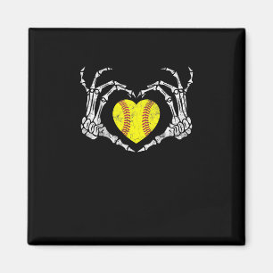 Softball Heart Skeleton Hand Halloween Costume Fun Magnet