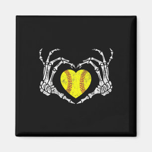 Softball Heart Skeleton Hand Halloween Costume Men Magnet