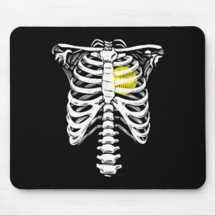 Softball Heart Skeleton Rib Cage Halloween Love So Mouse Pad