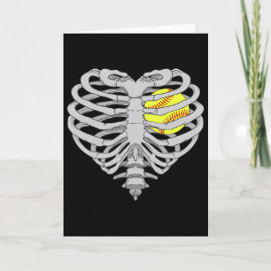 Softball Heart Skeleton Ribcage Halloween Love Sof Card