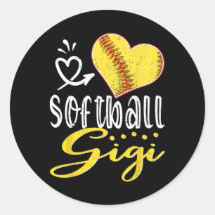 Softball Heart Softball Gigi Family Matching Classic Round Sticker