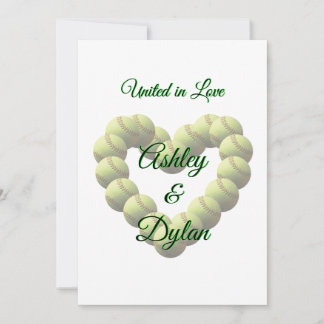Softball Heart Sports Wedding Theme Wedding Invitation