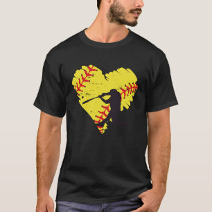 Softball Heart Valentine's Day Softball Mens Wome T-Shirt