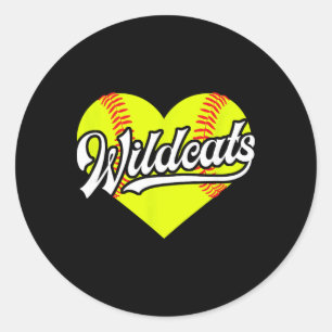 Softball Heart Wildcats Team T-ball Little League Classic Round Sticker