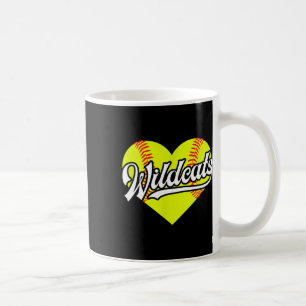 Softball Heart Wildcats Team T-ball Little League Coffee Mug