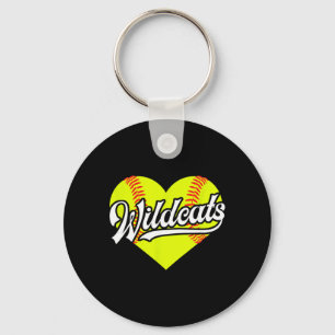 Softball Heart Wildcats Team T-ball Little League Key Ring