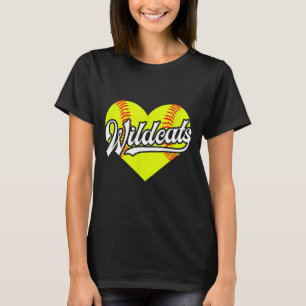 Softball Heart Wildcats Team T-ball Little League T-Shirt
