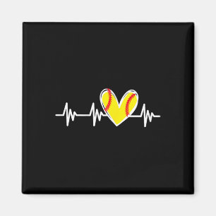 Softball Heartbeat Love Heart For Women Teen Girls Magnet