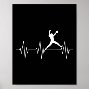 Softball Heartbeat Softball Player Softball Pitche Poster