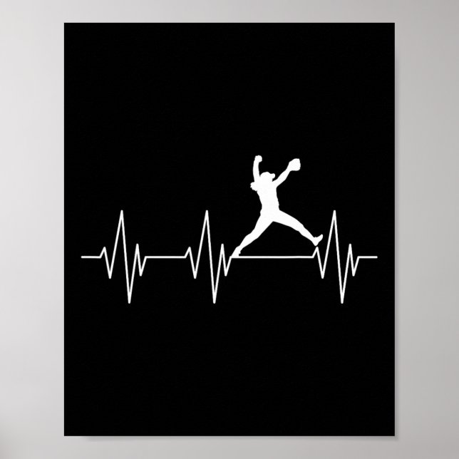 Softball Heartbeat Softball Player Softball Pitche Poster (Front)