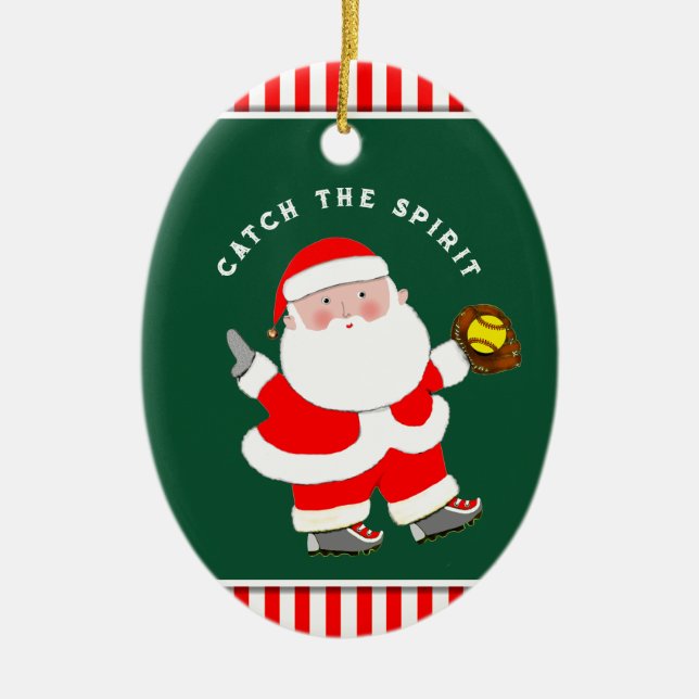 Softball Holiday Gift Ceramic Ornament (Front)