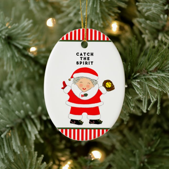 Softball Holiday Gift Ceramic Ornament (Tree)