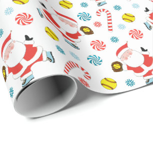 Softball Holiday Gift Wrapping Paper