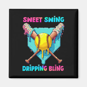 Softball Home Plate Drip For Girls Boys Ice Cream  Magnet