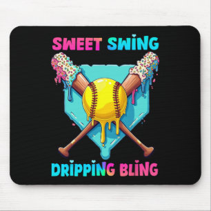 Softball Home Plate Drip For Girls Boys Ice Cream Mouse Pad