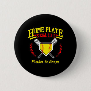 Softball Home Plate Social Club For Sideline Moms 6 Cm Round Badge