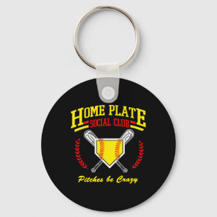 Softball Home Plate Social Club For Sideline Moms Key Ring