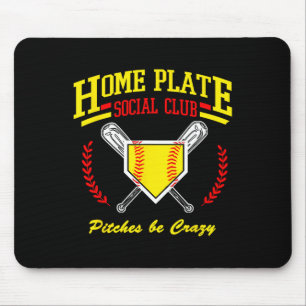 Softball Home Plate Social Club For Sideline Moms Mouse Pad