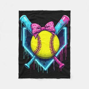 Softball Ice Cream Dripping Softball Fleece Blanket