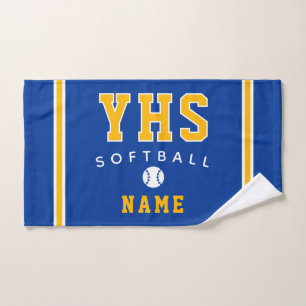 Softball Icon, Custom Name & School, Team Gift Han Hand Towel
