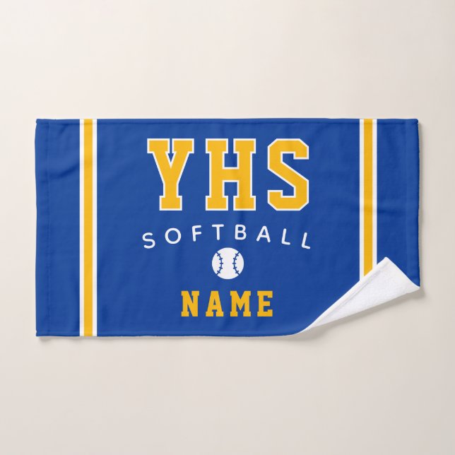 Softball Icon, Custom Name & School, Team Gift Han Hand Towel (Hand Towel)