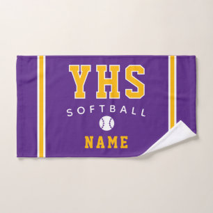 Softball Icon, Custom Name & School, Team Gift Hand Towel