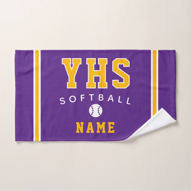 Softball Icon, Custom Name & School, Team Gift Hand Towel (Hand Towel)