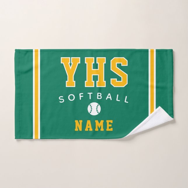 Softball Icon, Custom Name & School, Team Gift Hand Towel (Hand Towel)