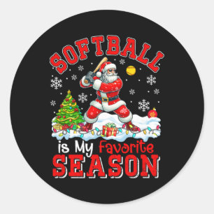 Softball Is Favorite Season Costume Player Christm Classic Round Sticker