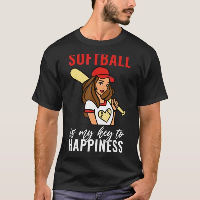 Softball is my Key to Happiness   Softball T-Shirt (Front)
