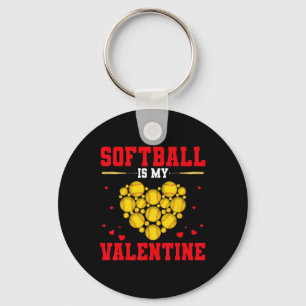 Softball Is My Valentine Softball Heart Softball L Key Ring