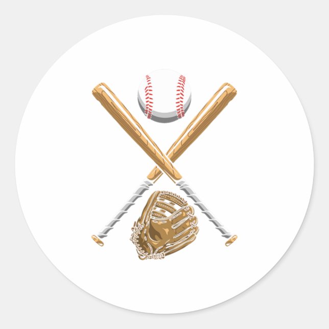 Softball Items Ball Bat Glove Helmet Baseball Gift Classic Round Sticker (Front)