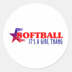 SOFTBALL- It's A Girl Thang Classic Round Sticker