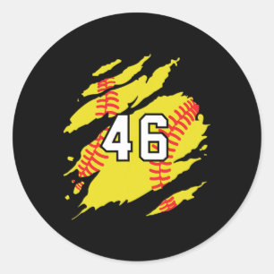 Softball Jersey Number #46 Sports Player Fan Jerse Classic Round Sticker