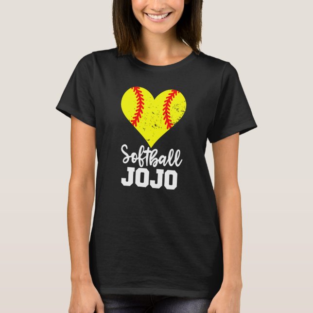 Softball Jojo Softball Heart Grandma JoJo T-Shirt (Front)