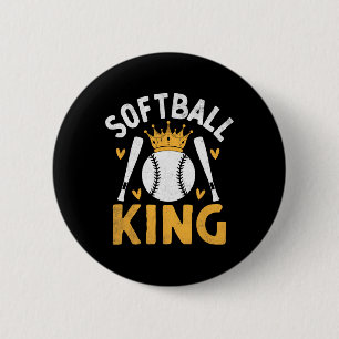 Softball King Catcher Pitcher Softballer  6 Cm Round Badge